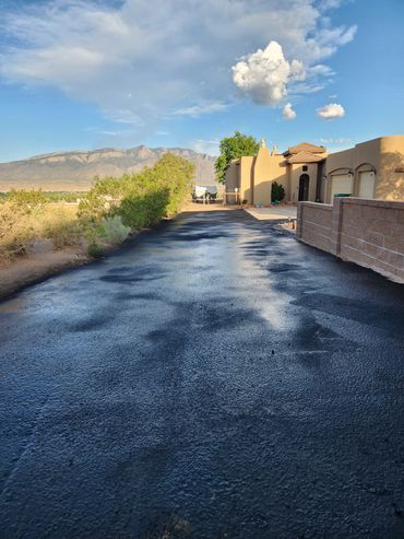 Driveway with fresh sealcoat