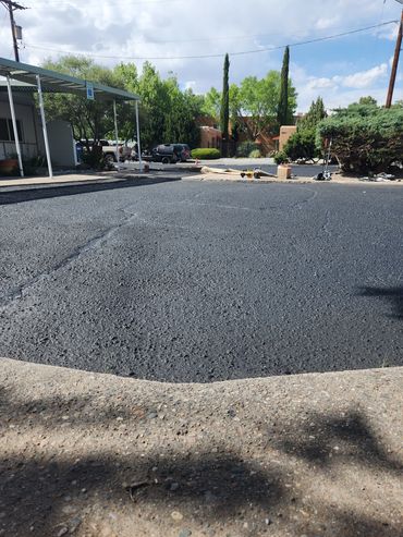 Fresh crackfilled and sealcoat on apartment