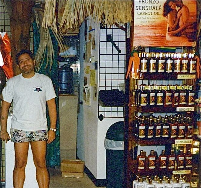 Keith Charney, creator of BRONZO SENSUALÉ® (Sensuous Suntan), at one of his South Beach stores.