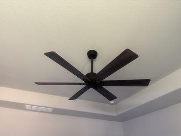 The new master bed fan was sleek!
