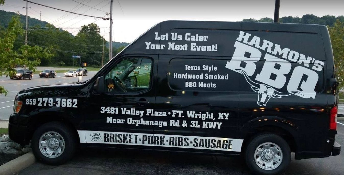 Harmon's BBQ catering truck.