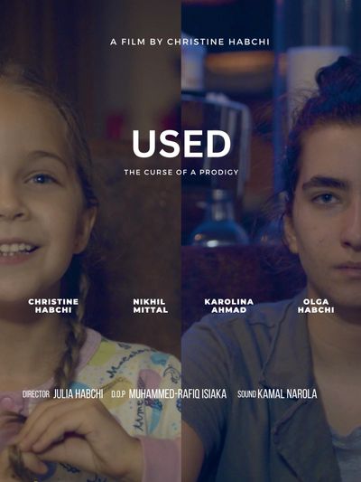 Film poster for 'USED: The Curse of a Prodigy' showing two contrasting female faces.