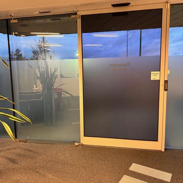 Record in-ceiling single sliding door, with elegant pocket door, and access control