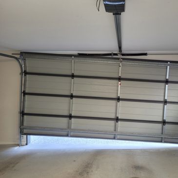 A broken garage door