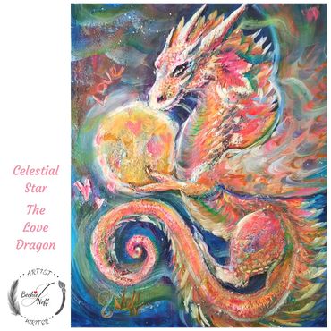 "Stella the Love Dragon"

This mixed media painting, full of textures was created for the 2024 Chine