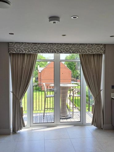 Kitchen tie back curtains onto balcony