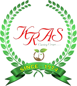 Logo of KRAS nursery with a green laurel wreath and a plant.