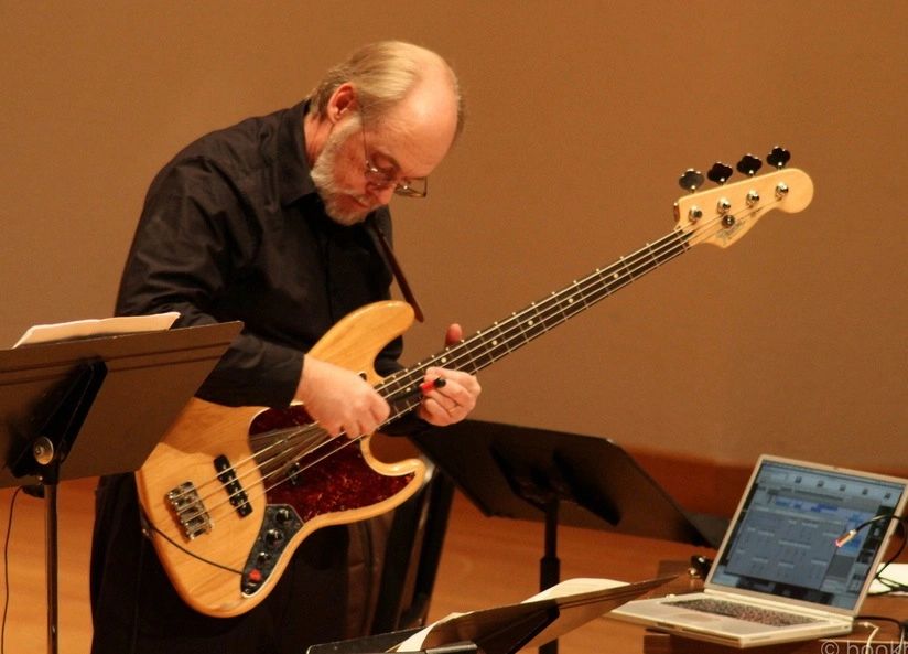 Brian Belet performing Still Harmless Bassically, on electric bass and Kyma.