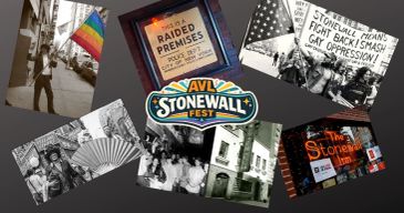 Collage of Stonewall riot and pride celebration images.