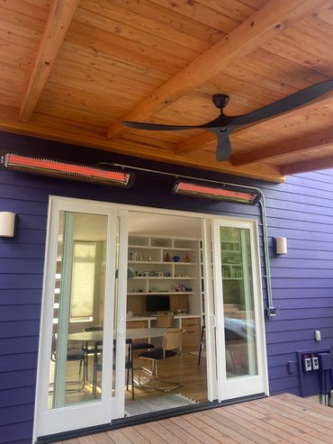 Outdoor heaters and ceiling fan