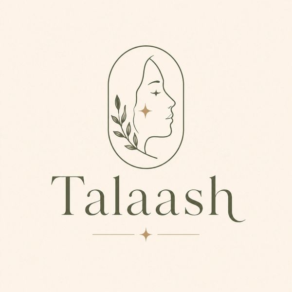 Elegant logo of a woman's silhouette and the word 'Talaash'.