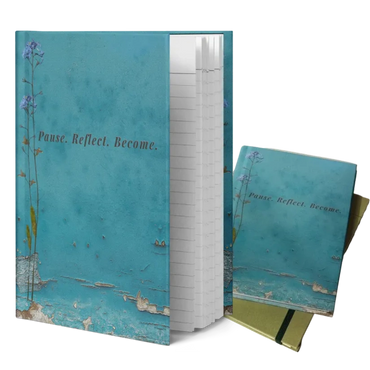 A teal-colored hardcover journal designed for reflection, complete with tear-out pages.
