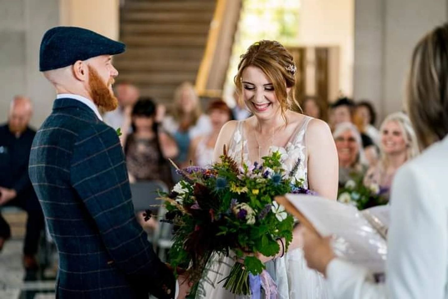 Happy bride and groom at celebrant wedding ceremony. Image by Jack Valentine Photography