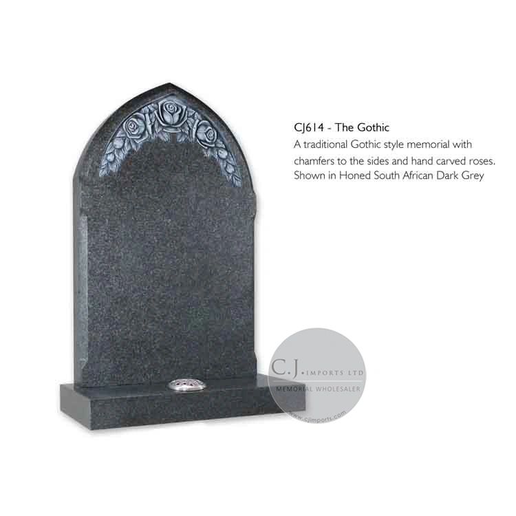 Traditional gothic headstone. Available in Shrewsbury, Shropshire and surrounding areas.