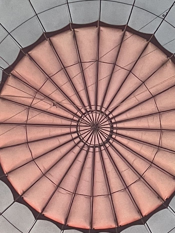 Inside of a hot air ballon prior to flight over Evora, Portugal.