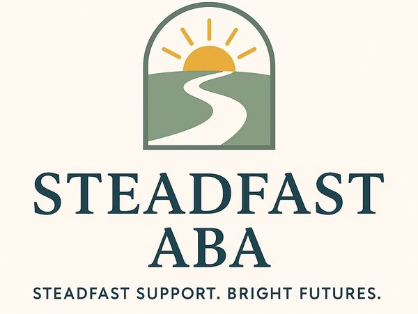 Logo of Steadfast ABA with a sunrise and winding path illustration.