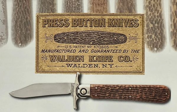 Antique switchblade knife by the Walden Knife Company Model #1005. Imitation stag handles.