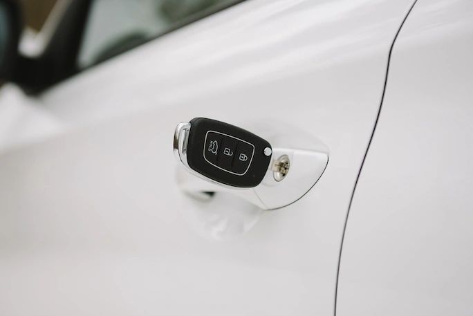 Smart key stuck in car door.