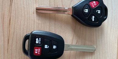 A pair of remote car keys