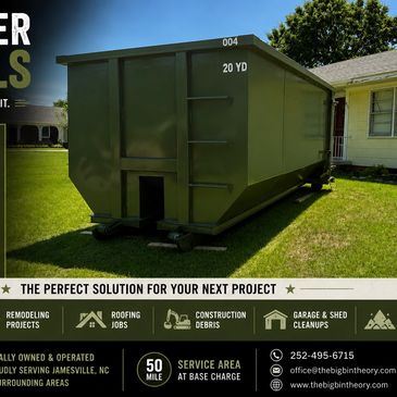 Large 20-yard dumpster for home projects and cleanups.