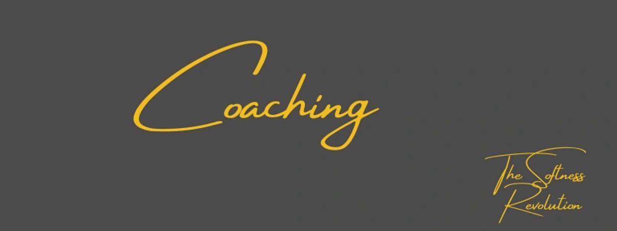 The word 'Coaching' with 'The Softness Revolution' on a dark background.