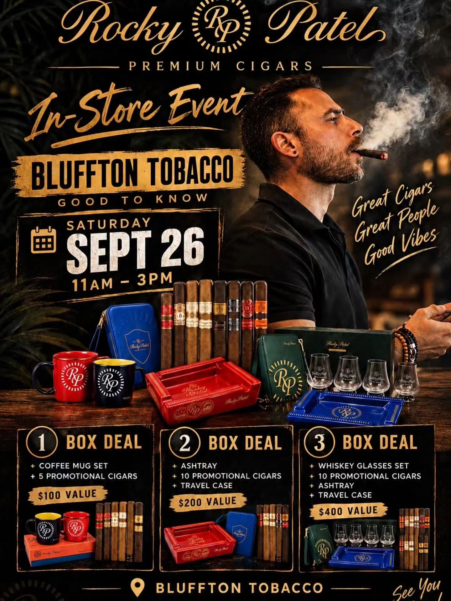 Cigar Deal on Rocky Patel Cigar!!
September 26th Saturday 11am-3pm
Live Music