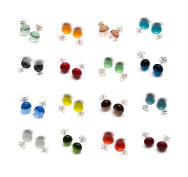 Dot Earring, glass on sterling silver by Bethany Wheeler.