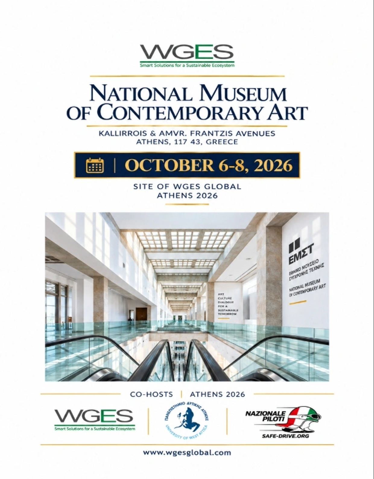 WGES event at National Museum of Contemporary Art, Athens, October 6-8, 2026.