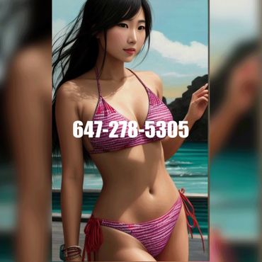 Real sexy Asian girl with long black hair and wearing bikini.