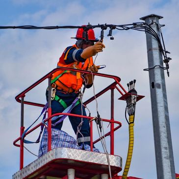 Electrician checking voltage