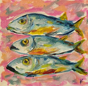 Catch of the day
Oil on canvas
6"x6"
$125 (framed)
Contact me @ 4handarts@gmail.com