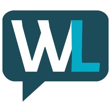 Logo with letters WL in a speech bubble.