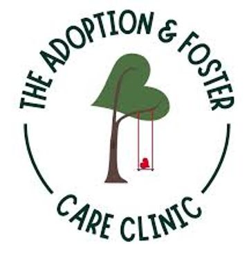 Logo of The Adoption & Foster Care Clinic with a heart-shaped tree and a swing.