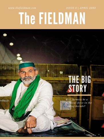 Farmer in traditional attire featured on The FIELDMAN magazine cover.