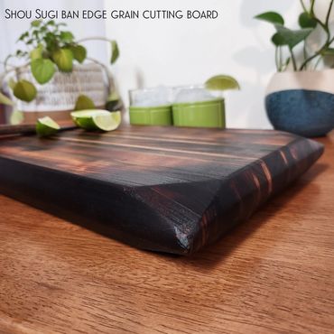 Shou Sugi Ban Edge Grain Cutting Board.
