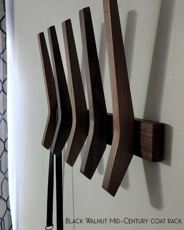 Mid-Century Modern 5 Fin Flush Wall Mount Coat Rack