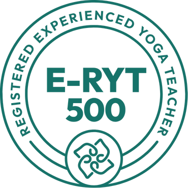 Circular stamp design for Registered Experienced Yoga Teacher E-RYT 500.