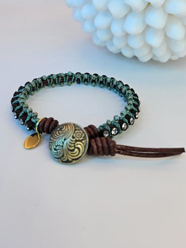 Wild Side collection teal and leather bracelet
