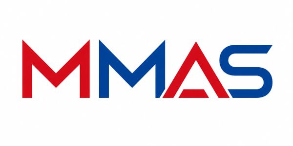Logo with the letters MMAS in red and blue colors.