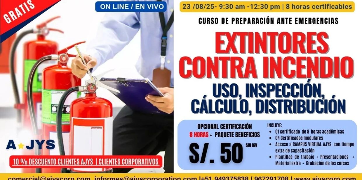 CURSO GRATUITO EXTINTORES DE LUCHA CONTRA INCENDIO: USO, INSPECCION, CALCULO Y DISTRIBUCION