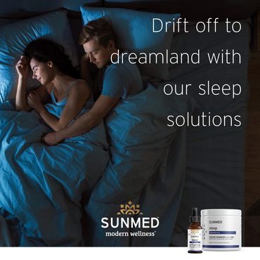 Image in a series for an evergreen campaign for a sleep aid, showing a couple sleeping soundly.