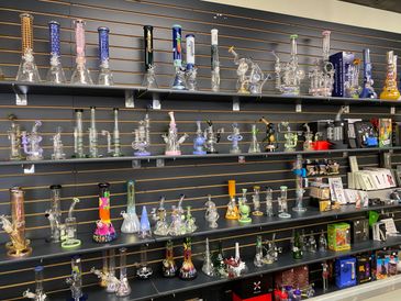 Glass Vases & more. I see torches there too