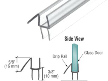 CRL Clear Co-Extruded Bottom Wipe with Drip Rail For Shower Door