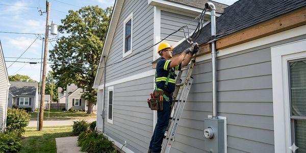 Example of a new overhead service being installed.