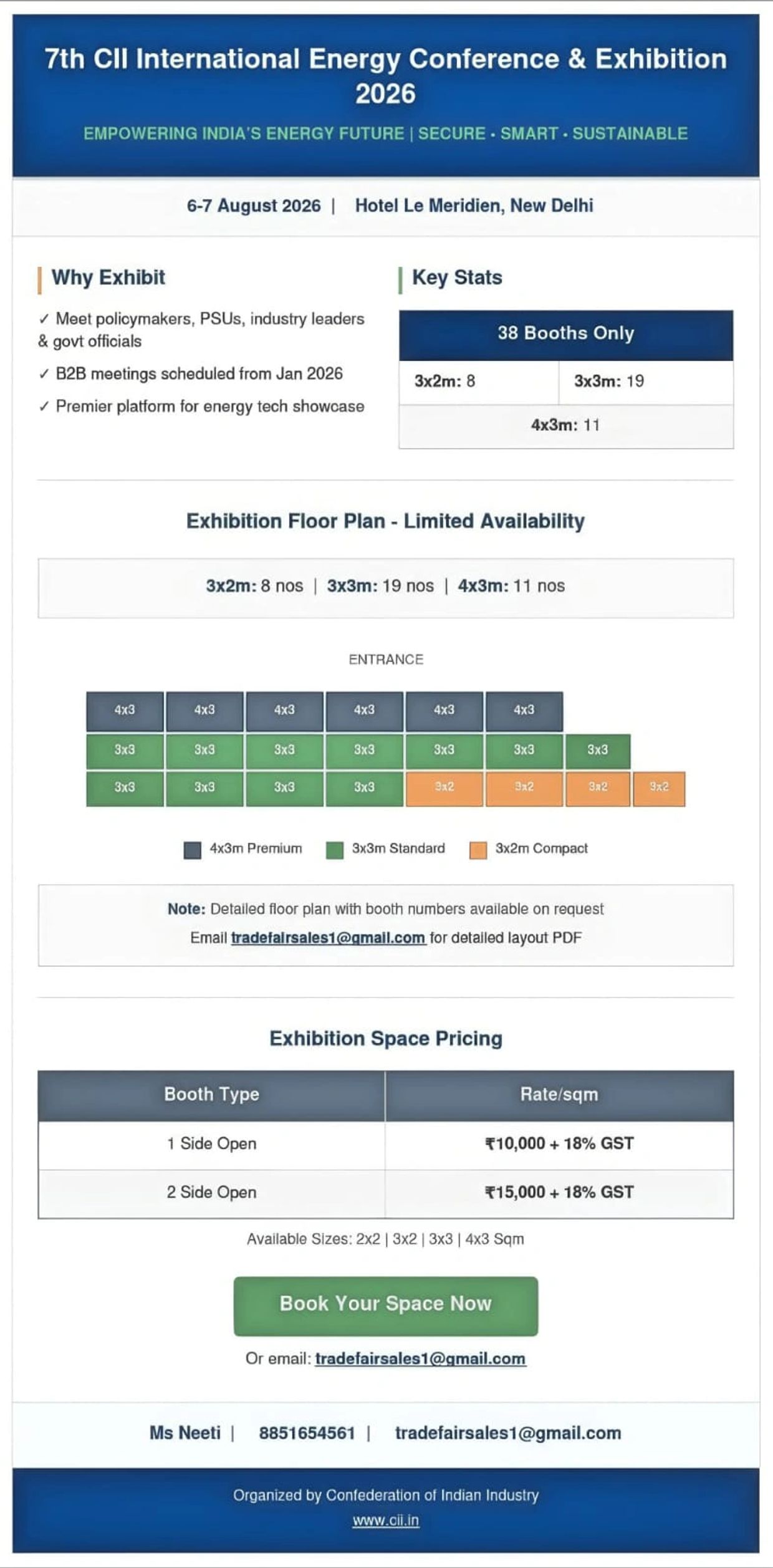 7th CII International Energy Conference & Exhibition 2026 details with booth layout and pricing.