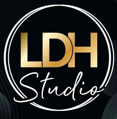 Gold and white LDH Studio logo on black background.