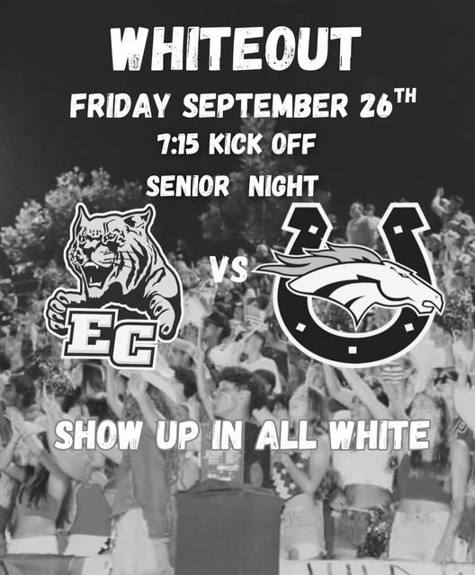 This Friday, September 26th Senior Night all spectators wear your WHITE! 
LETS GO WILDCATS!!!