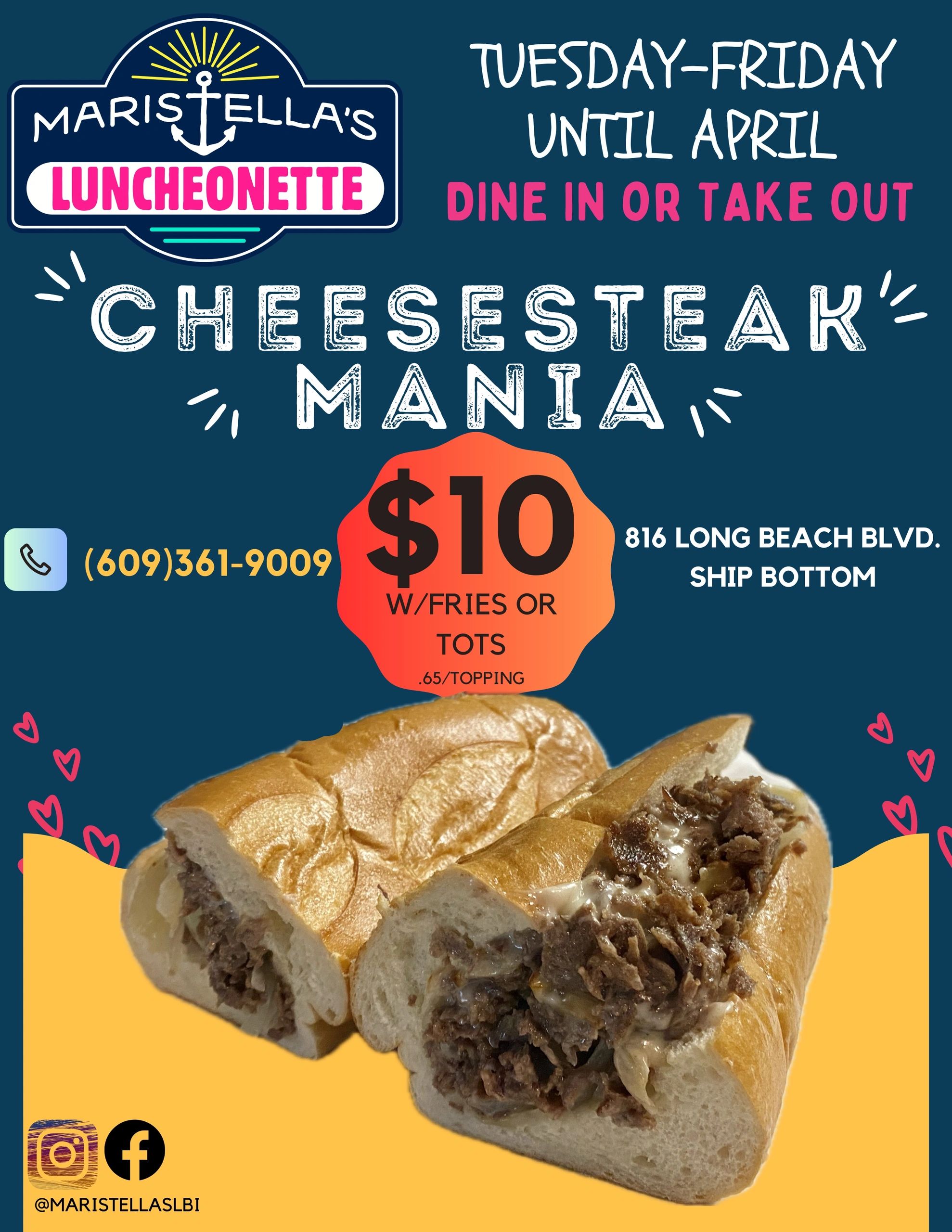 Cheese steak mania promotional flyer