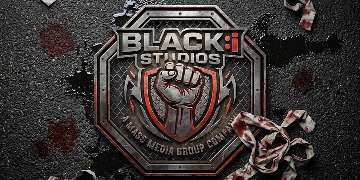 Black Studios logo with a clenched fist on a textured, blood-stained surface.