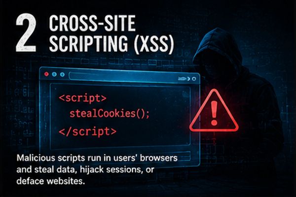 Cross-site scripting (XSS) involves malicious scripts stealing data from users' browsers.